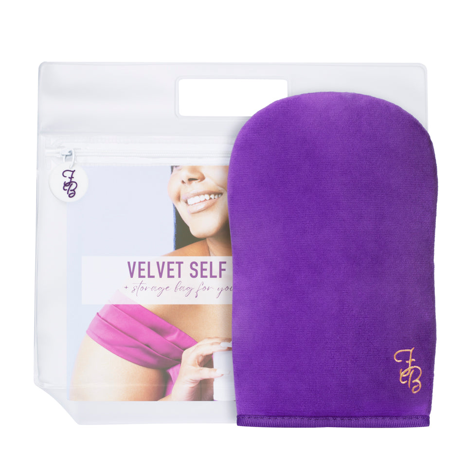 Violet Double Sided Velvet Self Tanning Mitt + Storage Bag